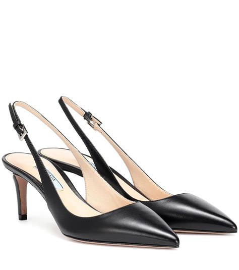 prada black block heel pump|Prada slingback pumps.